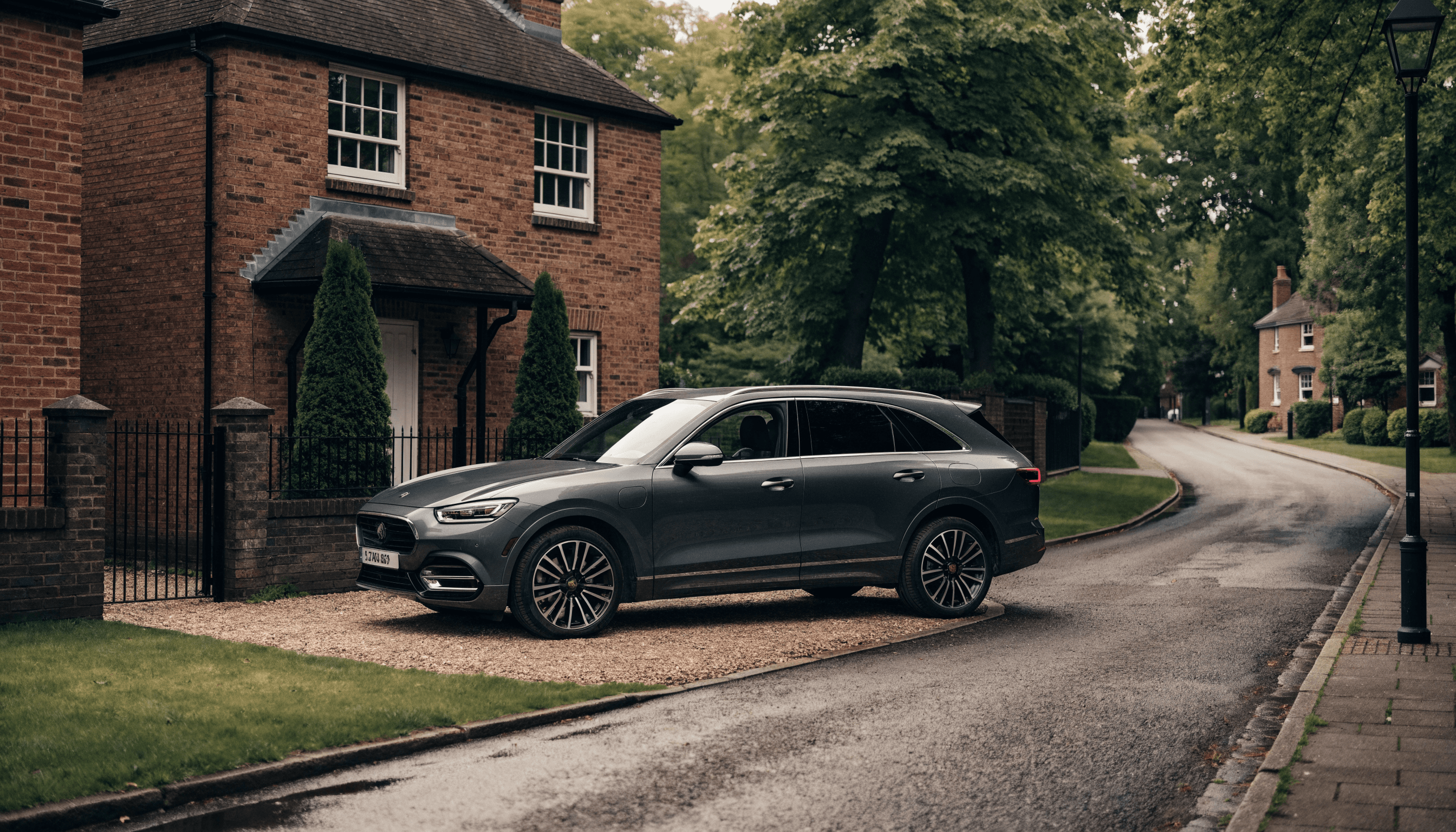 A family SUV parked outside a home on a quiet street